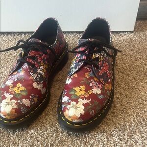 Dr. Martens Red and Black Flats with Chunky Sole